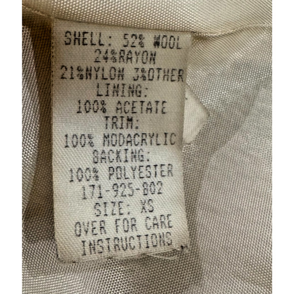 Vintage MODA International Womens Wool Boucle Coat Cream Mid Length Sz XS - Picture 8 of 13